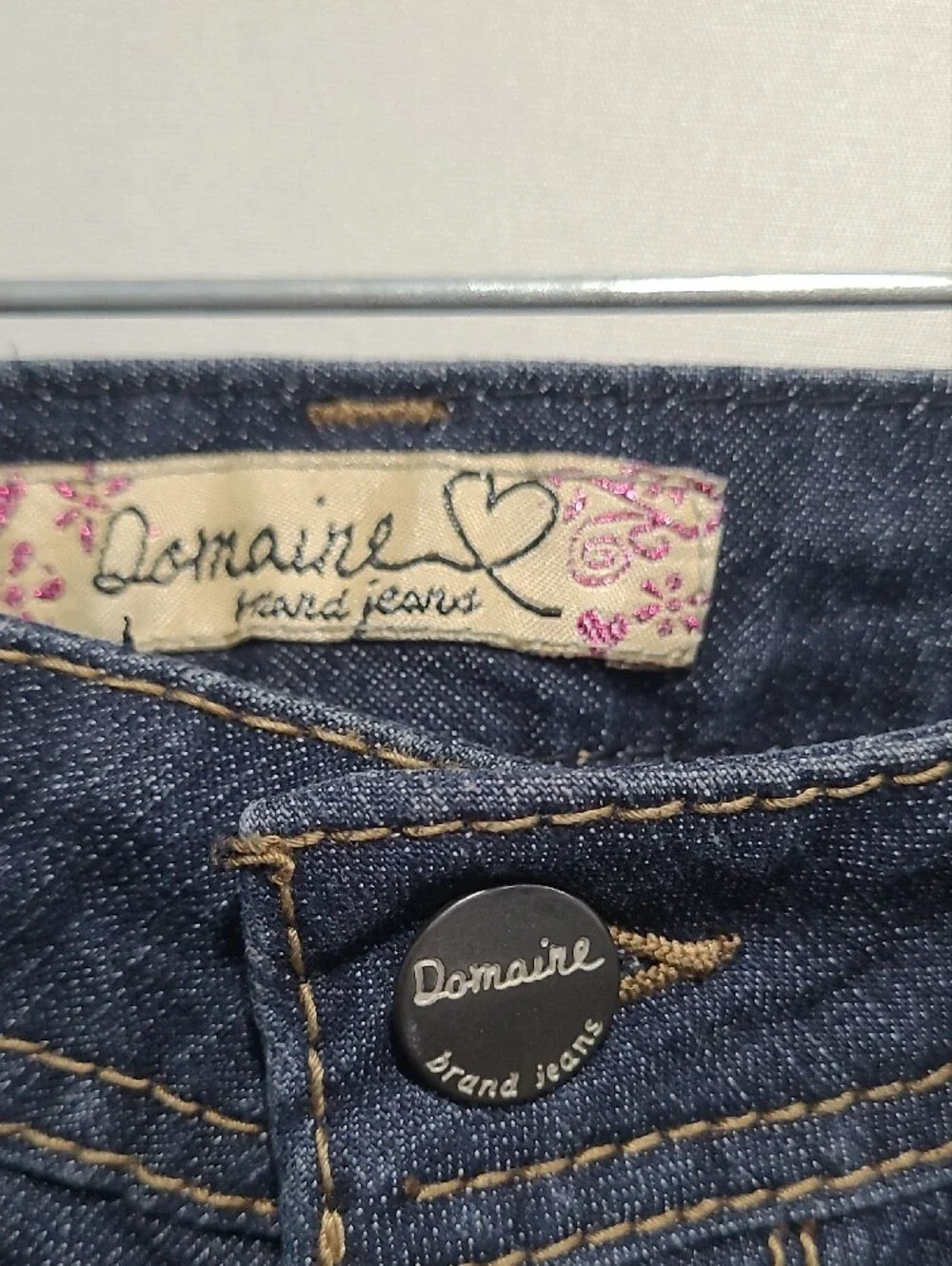 Domaine Girls Flared Jeans in Dark Blue Mid Rise Confort Stretch  Zippec Sz 10